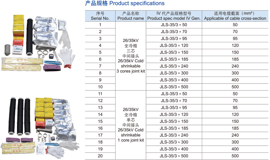 35KV全冷縮電纜中間接頭