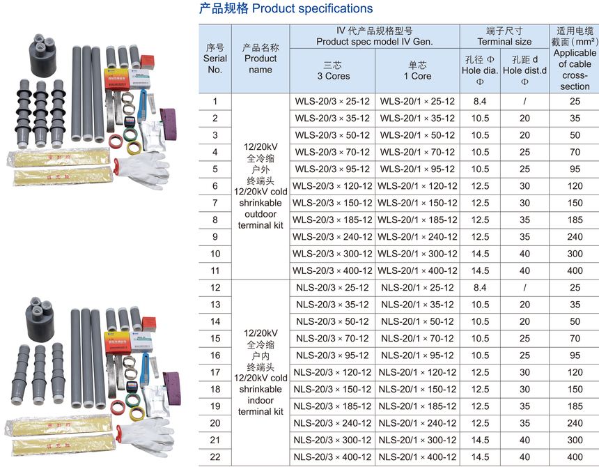 12KV全冷縮電纜終端
