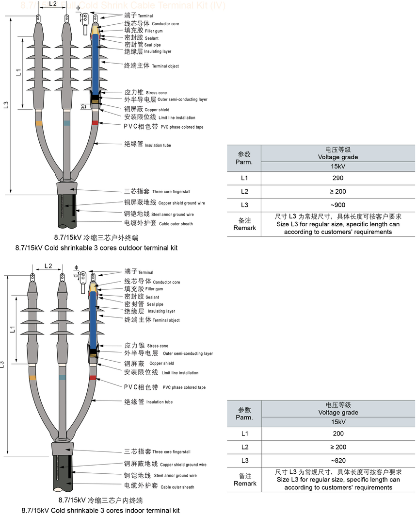 15KV冷縮電纜終端